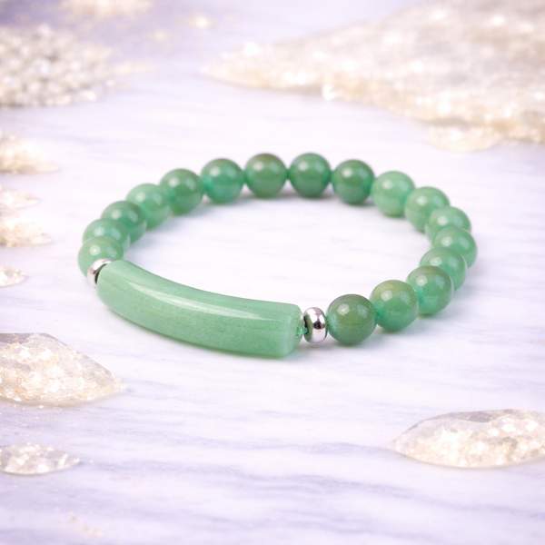Green Aventurine Bangle Bracelet - Heart Chakra Healing, Attract Prospe