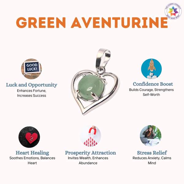 Green Aventurine Heart Pendant for Prosperity, & Emotional Healing 2