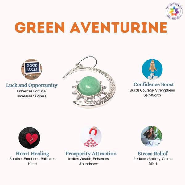 Green Aventurine Moon Pendant Embrace Luck, & Growth 2