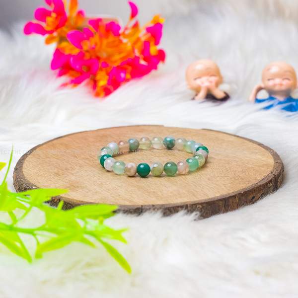 Green Flower Agate Bracelet - Balance & Calming Energy | 8mm Beads 2