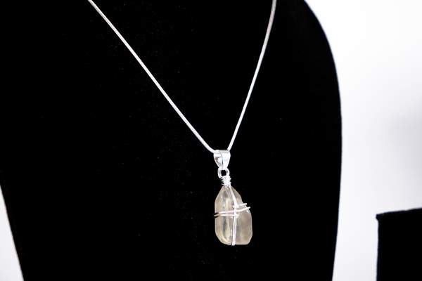 Green Fluorite Raw Silver Pendant for Clarity, and Protection 2