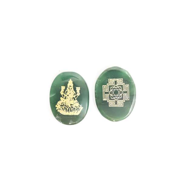 Green Jade Coin Embedded Goddess Laxmi & Shree Yantra 3