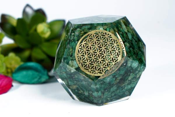 Green Jade Orgone Dodecahedron for Prosperity, & Balance