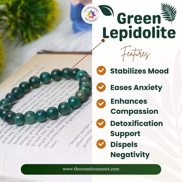 Green Lepidolite Healing Bracelet - Stress Relief & Emotional Balance 3