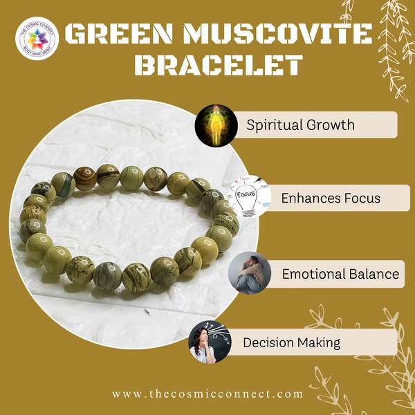 Green Muscovite Healing Bracelet - Calm Mind & Balanced | 8mm Bead 4