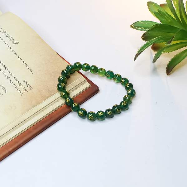 Green Onyx Om Bead Bracelet - Balance & Emotional Healing | 8mm Bead 2