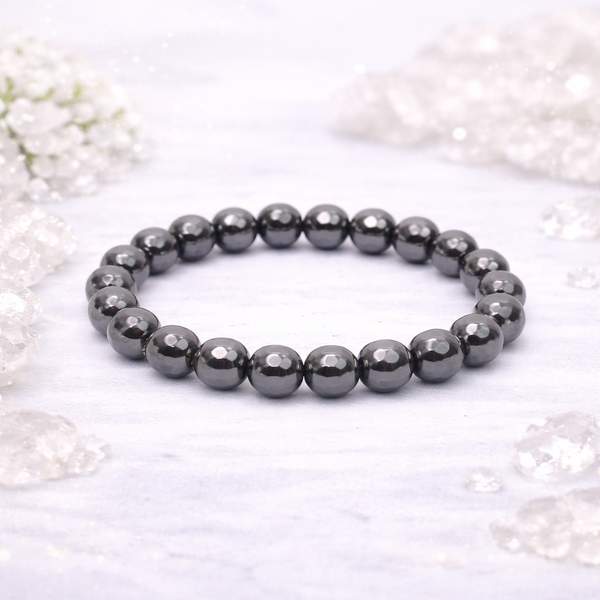 Grey Hematite Faceted Bracelet – Grounding | Protection |8mm Bead
