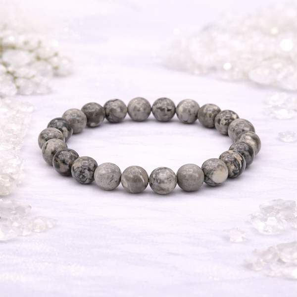 Grey Jasper Bracelet - Grounding, Protection | 8mm Bead