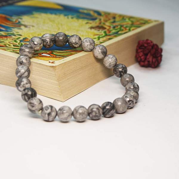 Grey Jasper Bracelet - Grounding, Protection | 8mm Bead 2
