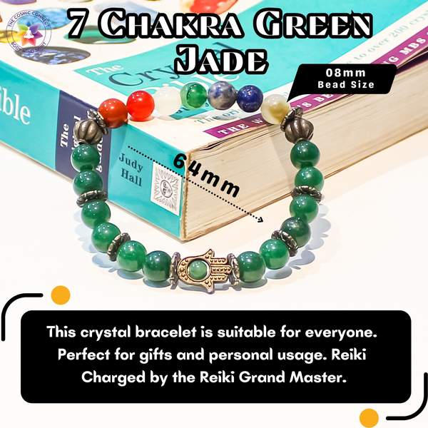 Harmonizing 7 Chakra Green Jade Bracelet Stress Relief | 8mm Beads 4