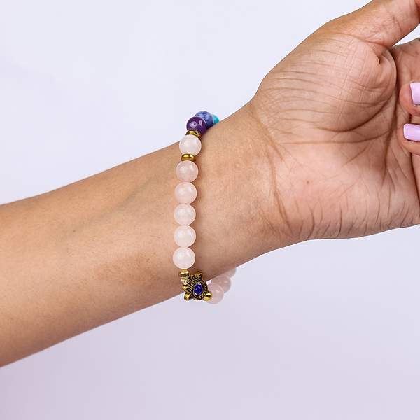 Harmony & Love 7 Chakra Rose Quartz Healing Bracelet | 8mm Beads 2