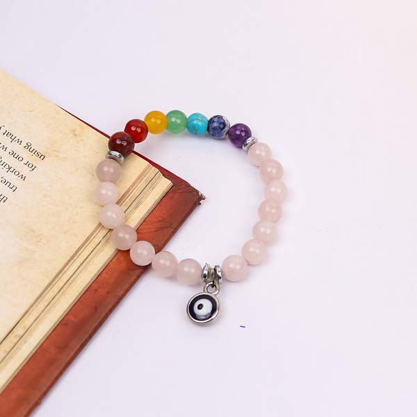 Harmony & Love 7 Chakra Rose Quartz Healing Bracelet | 8mm Beads 3