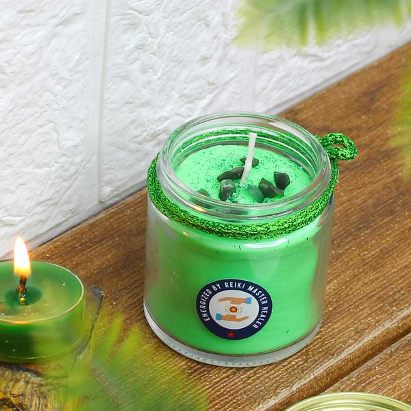 Health & Prosperity Manifestation Candle with Green Jade Crystal