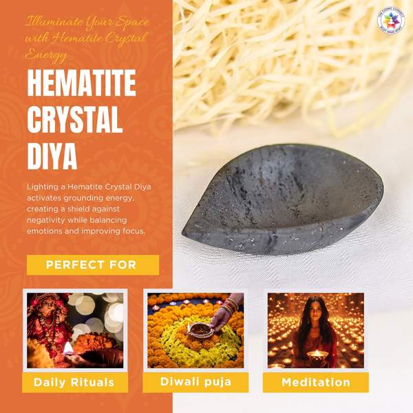 Hematite Crystal Diya for Pooja, Healing Home Décor, & Housewarming Gift 3
