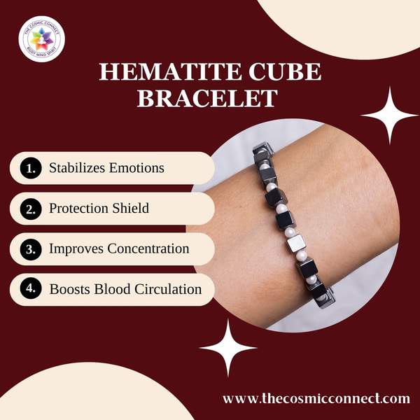 Hematite Cube Healing Bracelet - Grounding Energy & Enhancing Focus
