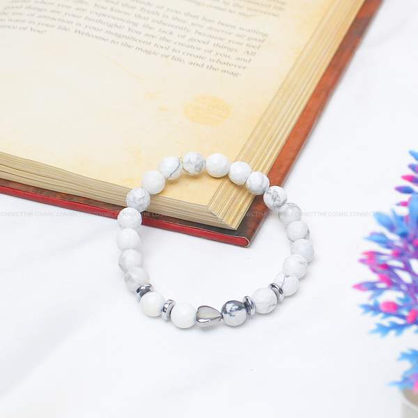 Howlite Faceted Healing Bracelet - Stress Relief, Calming & Sleep Aid 11