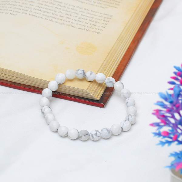 Howlite Faceted Healing Bracelet - Stress Relief, Calming & Sleep Aid 7