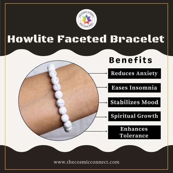 Howlite Faceted Healing Bracelet - Stress Relief, Calming & Sleep Aid 8