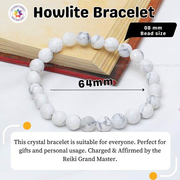 Howlite Faceted Healing Bracelet - Stress Relief, Calming & Sleep Aid 9