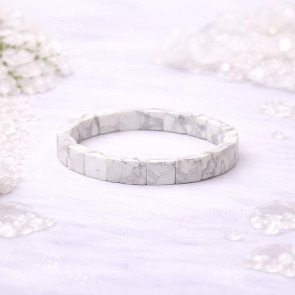 Howlite Gem Cut Crystal Bracelet for Calmness, Stress Relief