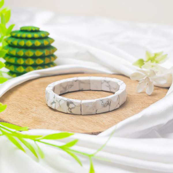 Howlite Gem Cut Crystal Bracelet for Calmness, Stress Relief 2