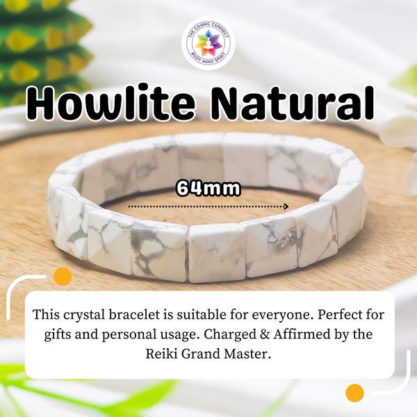 Howlite Gem Cut Crystal Bracelet for Calmness, Stress Relief 4