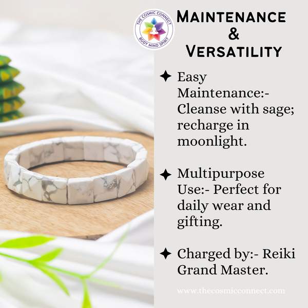 Howlite Gem Cut Crystal Bracelet for Calmness, Stress Relief 5