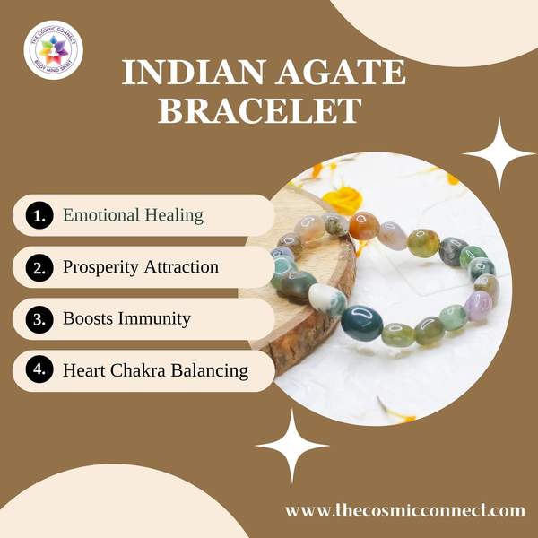 Indian Agate Tumble Stone Healing Bracelet Enhance Balance & Harmony 2
