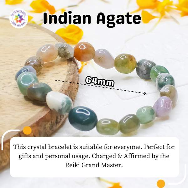 Indian Agate Tumble Stone Healing Bracelet Enhance Balance & Harmony 3
