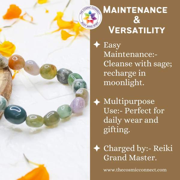 Indian Agate Tumble Stone Healing Bracelet Enhance Balance & Harmony 4