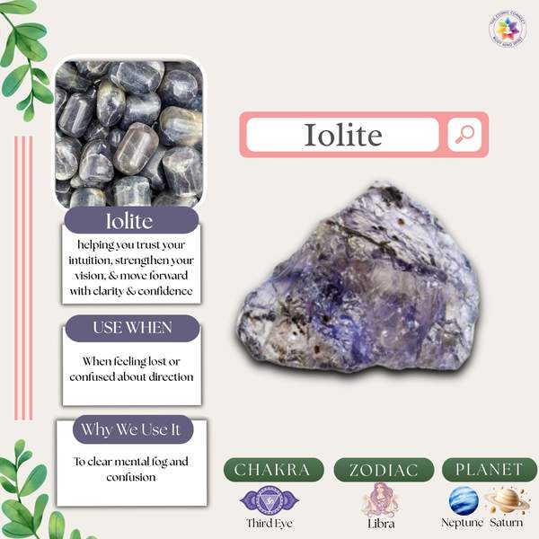 Iolite Crystal Angel for Intuition, Protection, and Peace 3