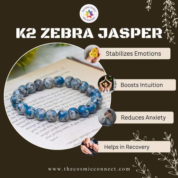 K2 Zebra Jasper Healing Bracelet - Balance, Grounding & Stress Relief 3