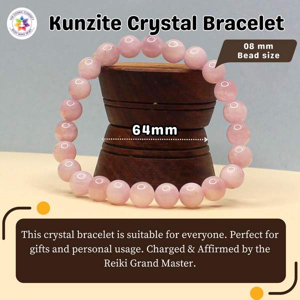 Kunzite Healing Bracelet - Heart Chakra Balance | 8mm Beads 4