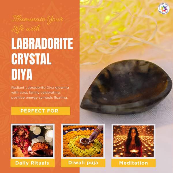 Labradorite Crystal Diya for Home Temple – Spiritual Healing Crystal, Laxmi Puja 3
