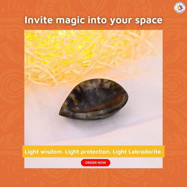 Labradorite Crystal Diya for Home Temple – Spiritual Healing Crystal, Laxmi Puja 8