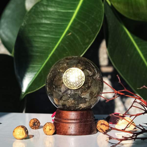Labradorite Orgone Sphere for Protection, Intuition, & Spiritual Awakening