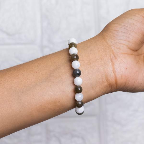 Labradorite & Rainbow Moonstone Bracelet for Enhance Intuition | 8mm Beads