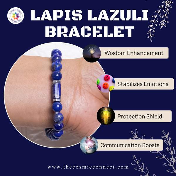 Lapis Lazuli Bangle Bracelet for Communication & Wisdom Throat Chakra Healer 2