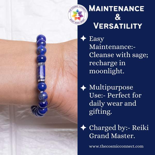 Lapis Lazuli Bangle Bracelet for Communication & Wisdom Throat Chakra Healer 4