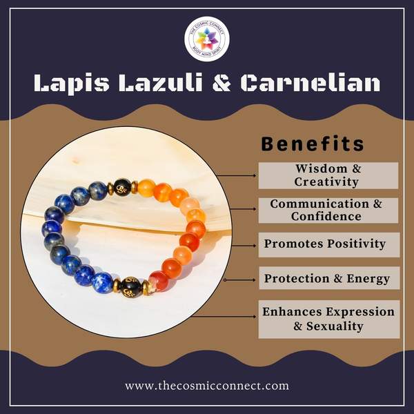 Lapis Lazuli & Carnelian Healing Bracelet - Creativity & Communication 2