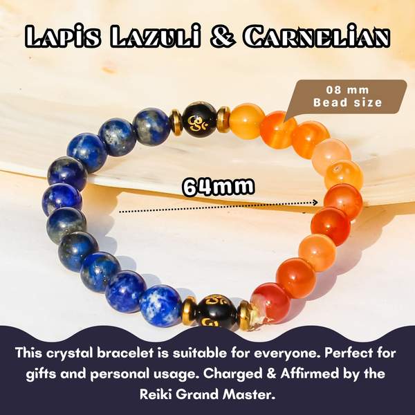 Lapis Lazuli & Carnelian Healing Bracelet - Creativity & Communication 3