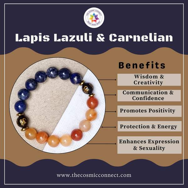 Lapis Lazuli & Carnelian Healing Bracelet - Creativity & Communication 6