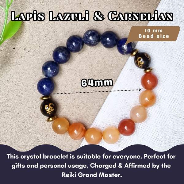 Lapis Lazuli & Carnelian Healing Bracelet - Creativity & Communication 7