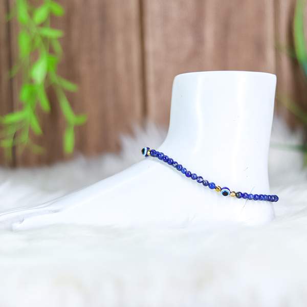 Lapis Lazuli Crystal Anklet Unlock Wisdom, Intuition & Inner Peace