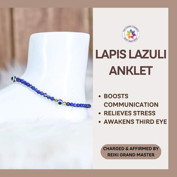 Lapis Lazuli Crystal Anklet Unlock Wisdom, Intuition & Inner Peace 3