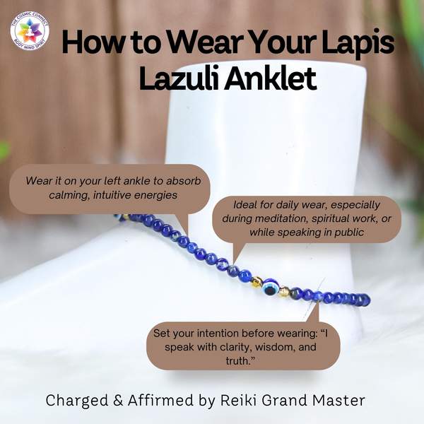 Lapis Lazuli Crystal Anklet Unlock Wisdom, Intuition & Inner Peace 5