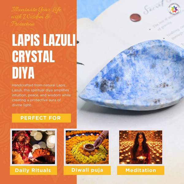 Lapis Lazuli Crystal Diya for Pooja Essential, Chakra Healing, Spiritual Gift 3