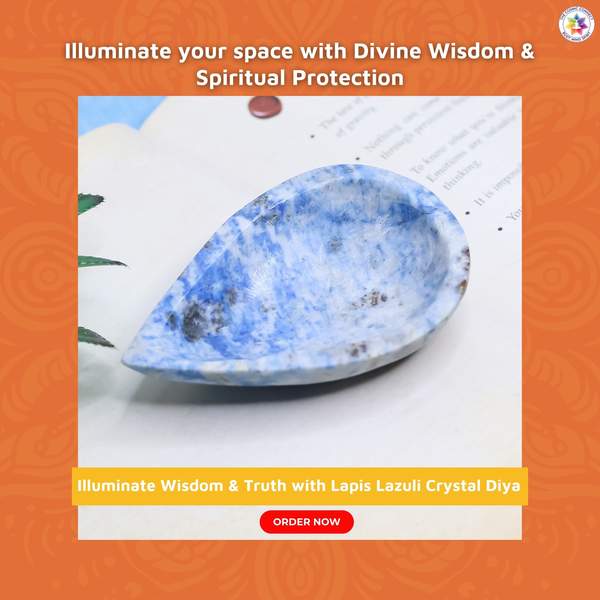 Lapis Lazuli Crystal Diya for Pooja Essential, Chakra Healing, Spiritual Gift 8