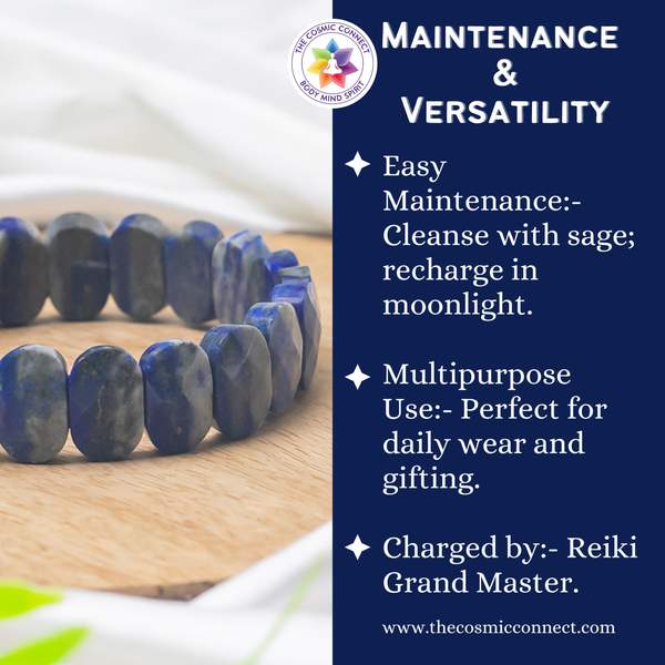 Lapis Lazuli Gem Cut Healing Bracelet for Clear Communication 5