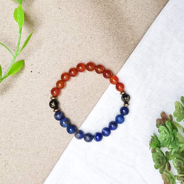 Lapis Lazuli & Red Carnelian Healing Bracelet - Creativity & Communication